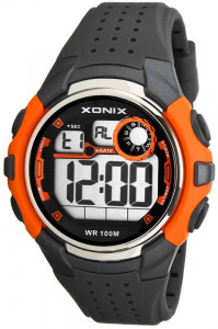 Zegarek Sportowy Xonix - Męski i Młodzieżowy - Wielofunkcyjny i Wodoodporny - Data, Alarm, Stoper - Szaro Pomarańczowy