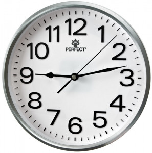 Wskazówkowy Zegar Ścienny PERFECT - Klasyczny Model - 25cm Średnicy - Srebrny