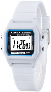 Klasyczny Uniwersalny Zegarek Elektroniczny XONIX - Wodoszczelny 100m - Wielofunkcyjny - Kolor Biały