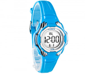 Dziecięcy Elektroniczny Zegarek Sportowy XONIX - Wodoodporny 100m - Wielofunkcyjny - Data, Alarm, Stoper, Timer, AM PM - Pudełko - Niebieski