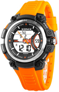Męski i Młodzieżowy Zegarek Sportowy XONIX WR100m - DualTime LCD + Wskazówki - Stoper 100 Międzyczasów z Pamięcią Pomiarów 