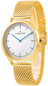 Wysokiej Jakości Złoty Zegarek Męski Jordan Kerr Na Porządnej Plecionej Bransolecie - Prosty Wygląd Tarczy - Model Bez Wskazówki Sekundowej