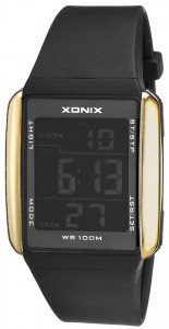 Zegarek Sportowy XONIX WR100M Gold&Black - Męski I Dla Chłopaka - Stoper, Timer, Alarm, Data, Podświetlenie