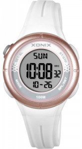 Mały Wielofunkcyjny Zegarek Cyfrowy XONIX - Dziecięcy / Damski - Wodoszczelny 100m - Podświetlenie, Stoper, Timer, Datownik - Czytelny Wyświetlacz - BIAŁY 