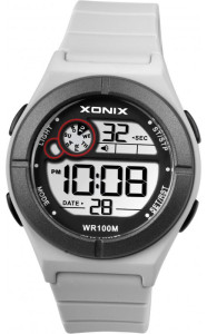 Zegarek XONIX z Elektronicznym Wyświetlaczem - Dziecięcy / Damski - Podświetlane Cyfry - Wodoszczelny 100m - Budzik - Timer - Stoper - Kolor Biały