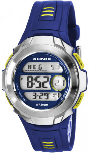 Męski i Młodzieżowy Zegarek Xonix - Okrągła Koperta - Cyfrowy - Multifunkcyjny - Stoper z 15 Międzyczasami, Timer z 3 Interwałami, 8 Alarmów, Wodoszczelny 100m