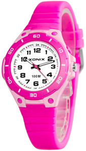 Zegarek Analogowy XONIX WR100m z Podświetlaną Tarczą - Dla Dziewczynki / Damski - Czytelna Tarcza z Wyraźnymi Indeksami - Antyalergiczny - RÓŻOWY