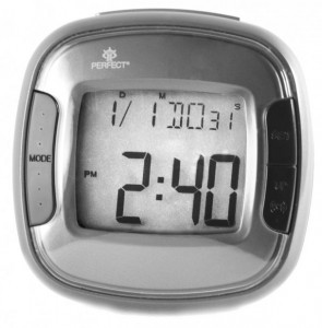 Cyfrowy Zegarek Budzik Na Baterie PERFECT - Niebieskie Podświetlenie Wyświetlacza - Alarm z Funkcją Drzemki (Snooze) - Datownik