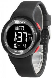 Uniwersalny Zegarek Elektroniczny XONIX ROBUR - Wodoszczelny 100m - Lekki, Sportowy, Wielofunkcyjny - Stoper, Timer, Data, 2xCzas - CZARNY