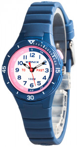 Mały Wskazówkowy Zegarek Dla Dziewczynki XONIX Wodoszczelny 100m - Czytelna Tarcza z Wyraźną Podziałką - Idealny Do Nauki Godzin - Kolor Granatowy