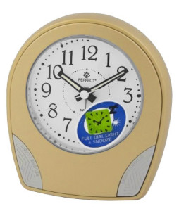 Zegarek Budzik PERFECT - Cichy Płynący Mechanizm Kwarcowy - Podświetlana Tarcza - Funkcja Drzemki