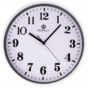 Zegar Ścienny PERFECT z Bardzo Czytelną Tarczą - Aluminiowa Obudowa - Biała Ramka