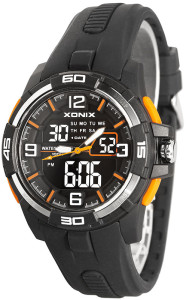 Męski i Chłopięcy Młodzieżowy Zegarek XONIX - DualTime Elektroniczny + Wskazówki - Wodoszczelny 100m - Sportowy - Wielofunkcyjny - Stoper Timer Podświetlenie 3 Niezależne Czasy