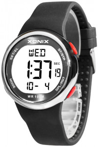 Uniwersalny Zegarek Elektroniczny XONIX ROBUR - Wodoszczelny 100m - Lekki, Sportowy, Wielofunkcyjny - Stoper, Timer, Data, 2xCzas - CZARNY