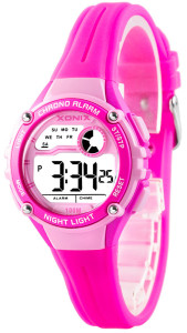 Sportowy Zegarek Elektroniczny XONIX Wodoszczelny 100m - Dla Dziewczynki - Damski - Wielofunkcyjny - Kolor Różowy - Girls