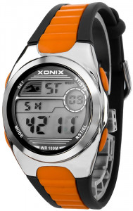 Zegarek Xonix - Uniwersalny - Wodoodporny WR100m - Data, Alarm, Stoper, Timer - Antyalergiczny - Szaro Pomarańczowy