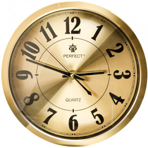 Złoty Luksusowy Zegar Ścienny PERFECT - Aluminiowy - Czytelna Tarcza - Idealny Do Biura Pokoju Kuchni - Ożywiający Wnętrze - Cichy Płynący Mechanizm