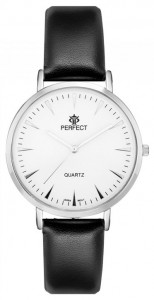 Klasyczny Damski Zegarek PERFECT Na Skórzanym Pasku - Antyalergiczny (Bez Niklu) - Kolor Szary