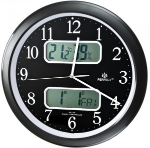 Oryginalny Zegar Ścienny - Wilgotnościomierz - Termometr - Funkcja Oszczędzania Energii