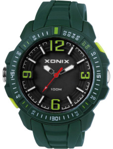 Uniwersalny Damski / Męski / Młodzieżowy Zegarek XONIX - Wbudowana Boczna Latarka LED - Sportowy - Wodoszczelny 100m - Tarcza Analogowa z Podświetleniem - Zielony