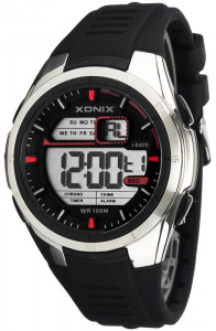 Zegarek Xonix - Damski, Męski i Młodzieżowy - Elektroniczny - Czarno Srebrny - Wielofunkcyjny - Alarm, Druga Strefa Czasowa, Stoper, Timer