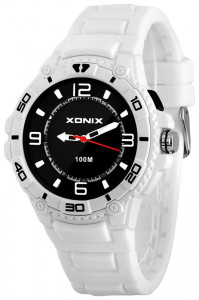 Biały Wodoodporny 100m Wskazówkowy Zegarek XONIX z Podświetleniem - Damski Męski i Młodzieżowy - Antyalergiczny - Duża Czytelna Tarcza