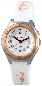 Wskazówkowy Zegarek z Podświetlaną Tarczą XONIX - Dla Dziewczynki / Damski - Mały Rozmiar - Wodoszczelny 100m - Biały