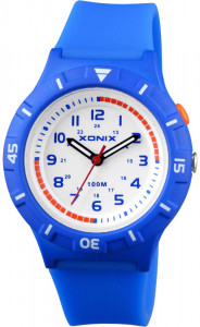 Wskazówkowy Zegarek z Podświetlaną Tarczą XONIX - Dziecięcy / Damski - Wyraźne Oznaczenia Godzinowe - Wodoodporny 100m - Kolor Niebieski