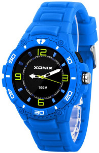 Niebieski Wodoodporny 100m Wskazówkowy Zegarek XONIX z Podświetleniem - Damski Męski i Młodzieżowy - Antyalergiczny - Duża Czytelna Tarcza