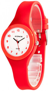 Prosty Analogowy Zegarek XONIX WR100m z Przejrzystą Tarczą i Podświetleniem - Uniwersalny Dziecięcy Oraz Damski - Miękki Syntetyczny Pasek - Antyalergiczny