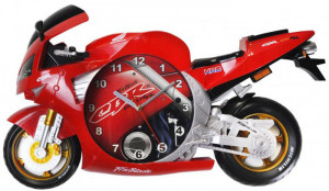 Zegar Ścienny w Kształcie Motocykla - Cichy Płynący Mechanizm - Motor Motocykl Ścigacz CBR - Kolor Czerwony