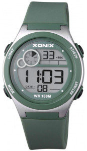 Sportowy Elektroniczny Zegarek XONIX - Dla Dziewczynki / Chłopca / Damski - Wodoszczelny 100m - Wielofunkcyjny - Stoper - Datownik - Podświetlenie - Timer - Zielony