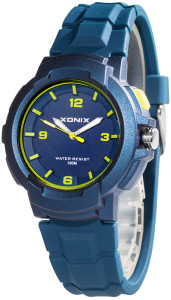 Uniwersalny Zegarek Analogowy XONIX - Wodoszczelny 100m - Podświetlenie LED - Granatowy Pasek - Antyalergiczny
