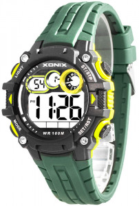 Wodoszczelny 100m Zegarek XONIX - Męski i Młodzieżowy - Wielofunkcyjny - Timer, 2xCzas, Stoper, Data - Czytelny Wyświetlacz z Dużymi Indeksami – ZIELONY