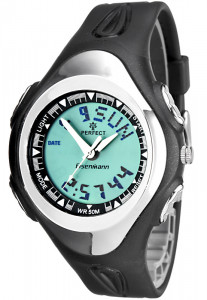 Czarno - Srebrny Uniwersalny Designerski Zegarek PERFECT, Dual - Time, LCD - Analog