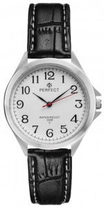 Wskazówkowy Zegarek PERFECT - Męski - Tłoczony Skórzany Pasek z Przeszyciem 