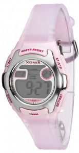 Wodoodporny Zegarek Xonix - Damski i Dla Dziewczynki - Prześwitujący Różowy Pasek - Alarm, Stoper, Timer, Podświetlenie