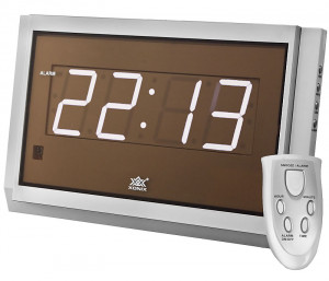 Sterowany Pilotem Cyfrowy Zegar z Budzikiem XONIX - Duży, Czytelny Wyświetlacz LCD z Białymi Cyframi - Zasilany Sieciowo