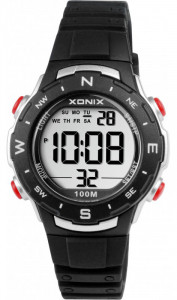 Sportowy Zegarek XONIX - Wielofunkcyjny - Dziecięcy / Mały Damski - Wodoszczelny 100m - Cyfrowy z Podświetleniem - Czarny
