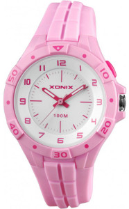 Wodoszczelny 100m Zegarek XONIX - Młodzieżowy / Damski - Analogowy z Podświetlaną Tarczą - Duże Oznaczenia - Kolor Różowy