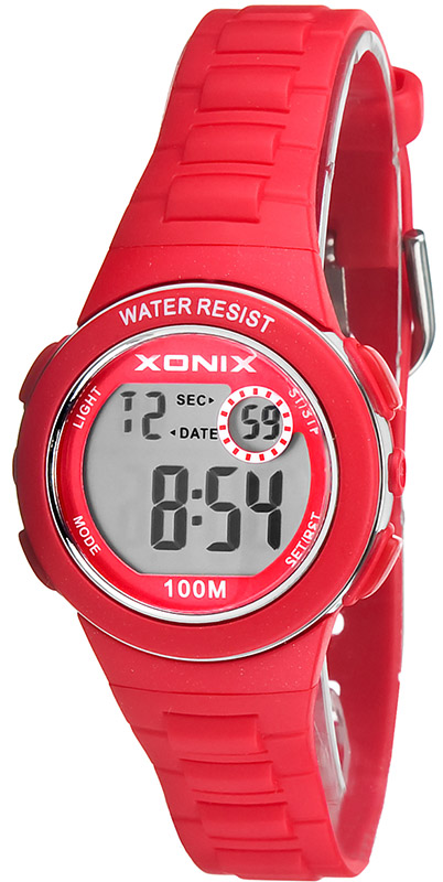 Mały Wielofunkcyjny Zegarek XONIX - Damski i Dla Dziewczynki - Wodoszczelność 100M, Stoper, Timer, Alarm, 2x Czas